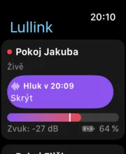 Lullink na Apple Watch: zjištěn hluk v dětském pokoji