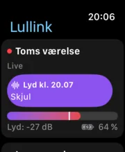 Lullink på Apple Watch: lyd registreret i børneværelset