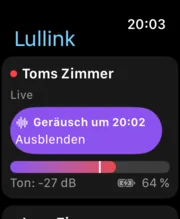 Lullink auf der Apple Watch: Geräusch im Kinderzimmer erkannt