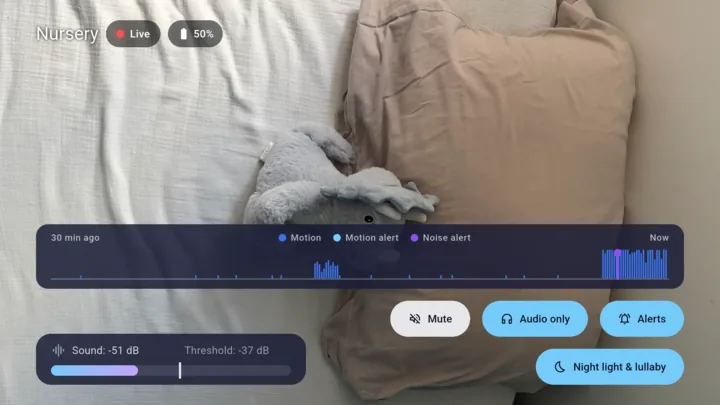 Lullink on Android TV: the nursery on the big screen, with the sound and motion history
