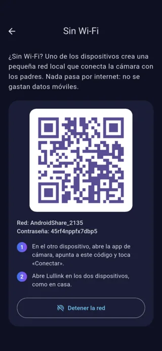 Pantalla «Sin Wi-Fi» en Android: el código QR para unirse a la red creada por el teléfono