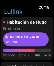 Lullink en el Apple Watch: ruido detectado en la habitación del bebé