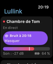 Lullink sur Apple Watch : bruit détecté dans la chambre de Tom