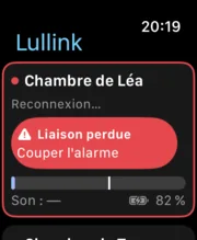 Lullink sur Apple Watch : alarme « Liaison perdue »