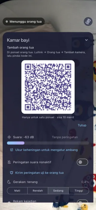 Lullink di iPhone sebagai kamera: kode QR untuk menambah orang tua