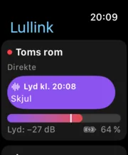 Lullink på Apple Watch: lyd registrert på barnerommet