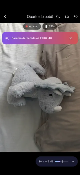 Lullink no iPhone: o quarto do bebê ao vivo, com o alerta “Barulho detectado”