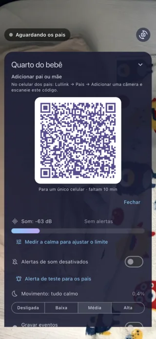 Lullink no iPhone como câmera: o código QR para adicionar pai ou mãe