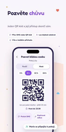 Pozvěte chůvu. Jeden QR kód a její přístup skončí sám.