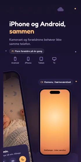 iPhone og Android, sammen. Kameraet og forældrene behøver ikke samme telefon.