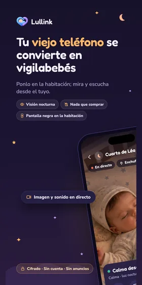 Tu viejo teléfono se convierte en vigilabebés. Ponlo en la habitación; mira y escucha desde el tuyo.