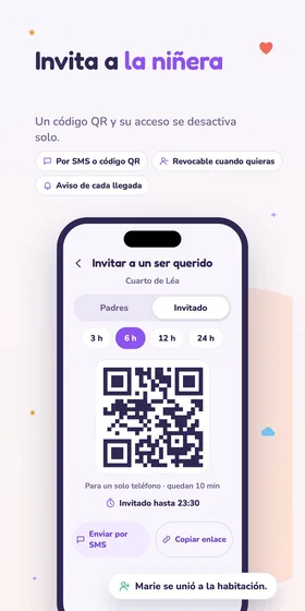 Invita a la niñera. Un código QR y su acceso se desactiva solo.