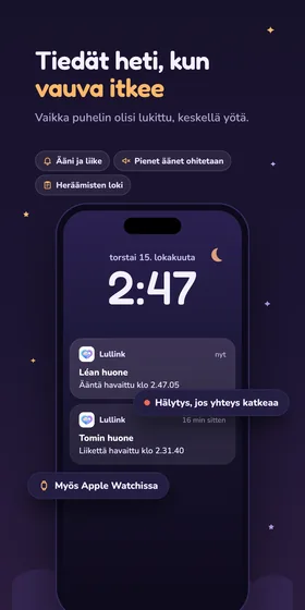 Tiedät heti, kun vauva itkee. Vaikka puhelin olisi lukittu, keskellä yötä.
