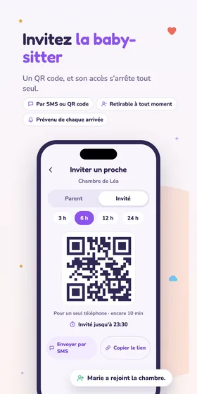 Invitez la baby-sitter. Un QR code, et son accès s’arrête tout seul.