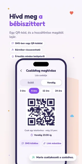 Hívd meg a bébiszittert. Egy QR-kód, és a hozzáférése magától lejár.
