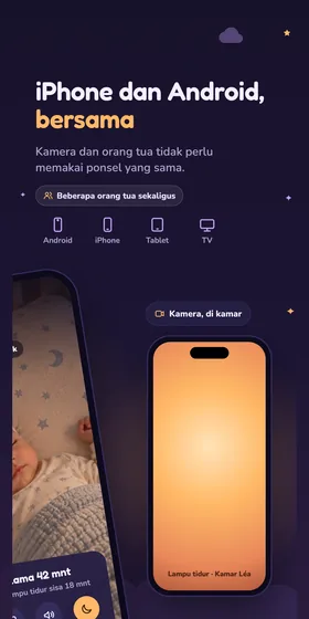 iPhone dan Android, bersama. Kamera dan orang tua tidak perlu memakai ponsel yang sama.