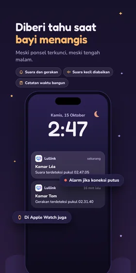 Diberi tahu saat bayi menangis. Meski ponsel terkunci, meski tengah malam.