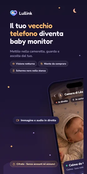Il tuo vecchio telefono diventa baby monitor. Mettilo nella cameretta, guarda e ascolta dal tuo.