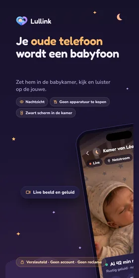 Je oude telefoon wordt een babyfoon. Zet hem in de babykamer, kijk en luister op de jouwe.