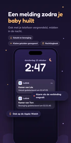 Een melding zodra je baby huilt. Ook met je telefoon vergrendeld, midden in de nacht.