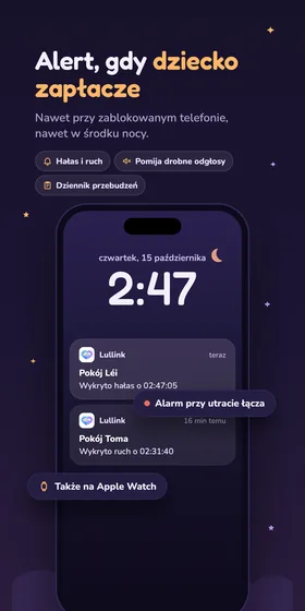 Alert, gdy dziecko zapłacze. Nawet przy zablokowanym telefonie, nawet w środku nocy.