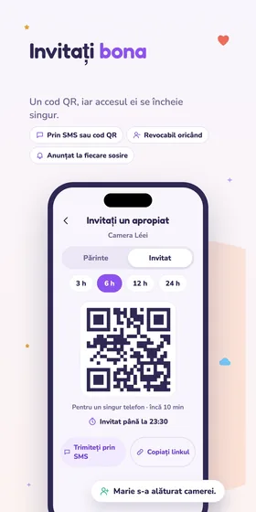 Invitați bona. Un cod QR, iar accesul ei se încheie singur.