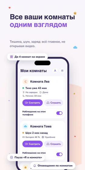 Все ваши комнаты одним взглядом. Тишина, шум, заряд: всё главное, не открывая видео.