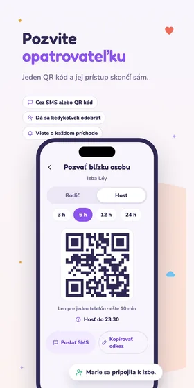 Pozvite opatrovateľku. Jeden QR kód a jej prístup skončí sám.