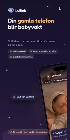 Din gamla telefon blir babyvakt. Ställ den i barnrummet, titta och lyssna på din egen.